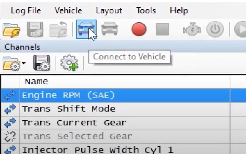 Connect to Vehicle icon in VCM Scanner